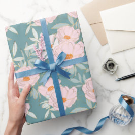 Papel De Regalo Jardín Verde azulado Rubor