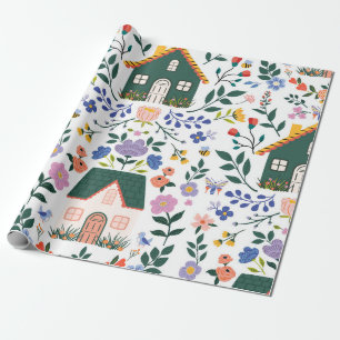 Papel De Regalo Jardín y Casa de Arte Popular Cottagecore Capricho