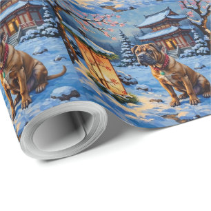 Papel De Regalo Jardín Zen Linterna de Navidad Shar Pei Fiesta