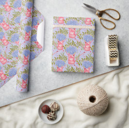 Papel De Regalo Jardineras de agua rosadas Cottagecore Hortensias