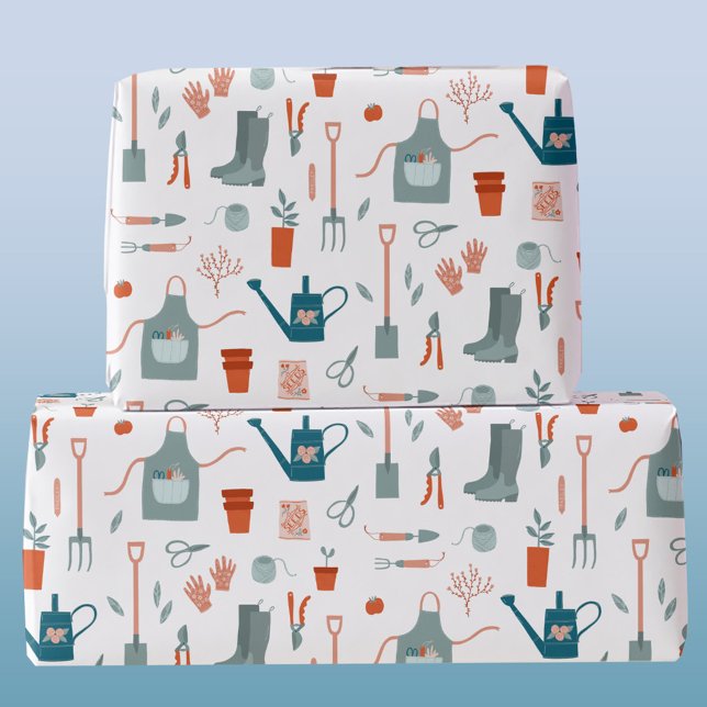 Papel De Regalo Jardinería divertida (Fun gardening themed wrapping paper roll)