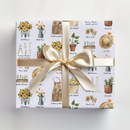 Papel De Regalo Jardinería Patrón de girasol acuarela esencial