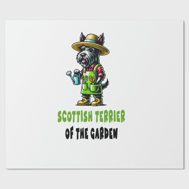 Papel De Regalo Jardinero de Terrier Escocés (Superficie plana)