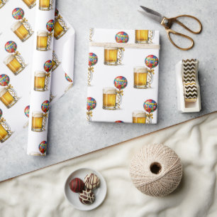 Papel De Regalo Jarra de cerveza con globo de Feliz Cumpleaños