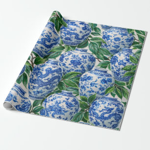 Papel De Regalo Jarra de jengibre de porcelana china azul