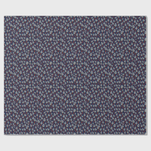 Papel De Regalo Jarrón de Crisantemos Chinoiserie Azul Marino