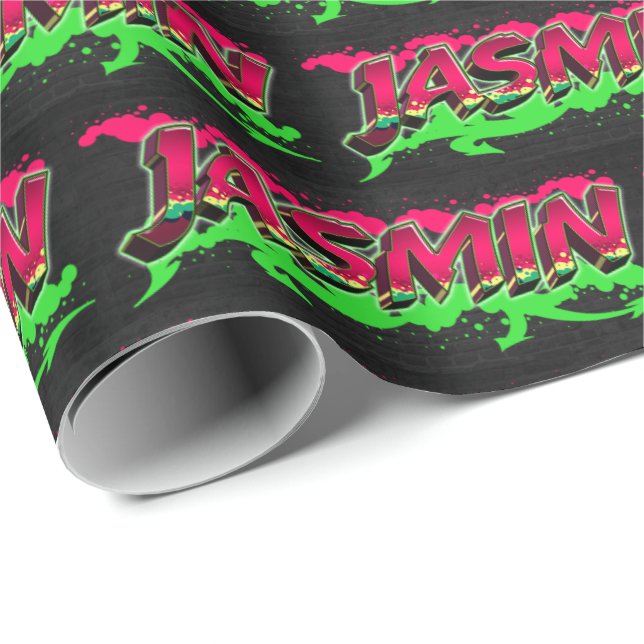 Papel De Regalo Jasmin Vorname Name Graffiti red green (Esquina del rollo)