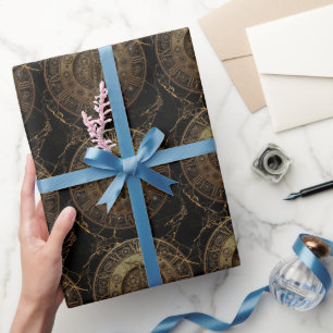 Papel De Regalo Jazz, Sax, Gold, Steampunk Art, Gold luxury