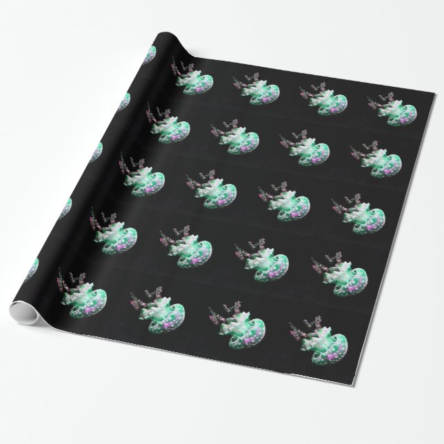 Papel De Regalo Jellyfish verde (Desenrollado)