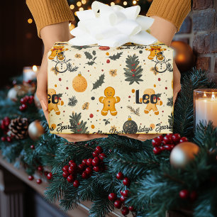 Papel De Regalo Jengibre Personalizado y Patrón de Navidad del Muñ