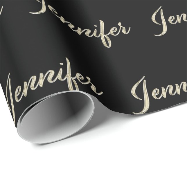 Papel De Regalo Jennifer white gold Handwriting Geschenkpapier (Esquina del rollo)