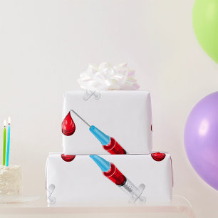 Papel De Regalo Jeringa Médica con Gota de Sangre