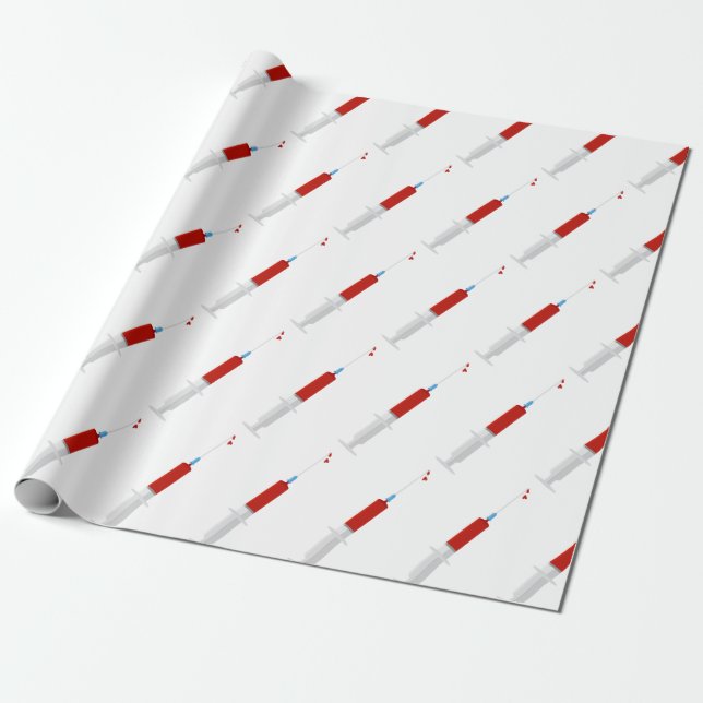 Papel De Regalo Jeringa Sanguínea (Desenrollado)