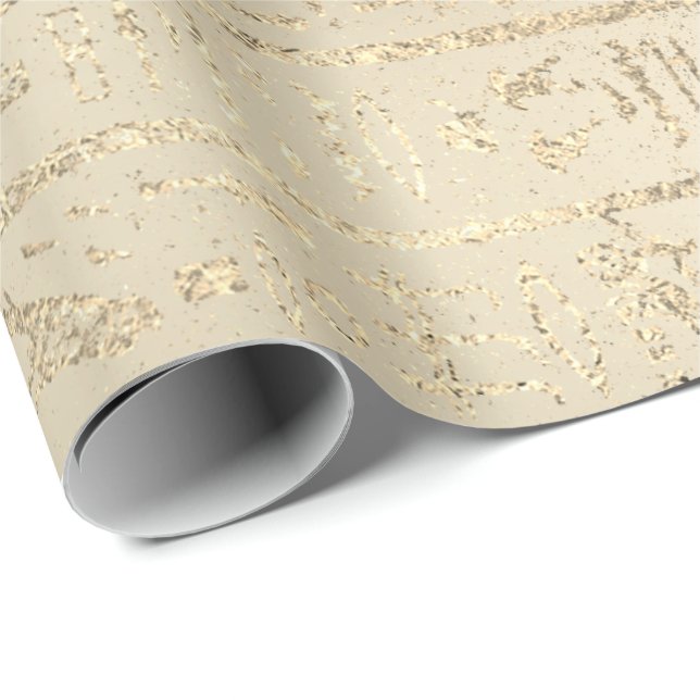 Papel De Regalo Jeroglíficos egipcios Faux Gold Pastel Sepia (Esquina del rollo)