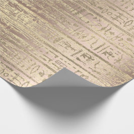Papel De Regalo Jeroglíficos egipcios Subió Gold Wood
