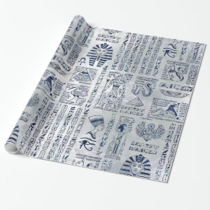 Papel De Regalo Jeroglíficos y olmo egipcios de las deidades en la