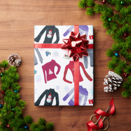 Papel De Regalo Jerséis de Navidad de Invierno y Chocolates Calien