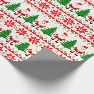 Papel De Regalo Jersey Feo Santa Pixelado Rayas Festivas 