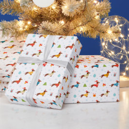 Papel De Regalo Jerseys de punto de Dachshund de Navidad en invier