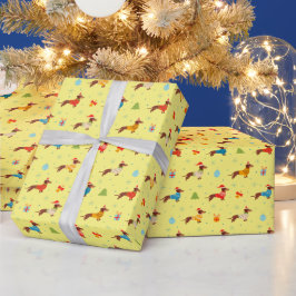 Papel De Regalo Jerseys de punto de Dachshund de Navidad en invier