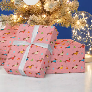 Papel De Regalo Jerseys de punto de Dachshund de Navidad en invier