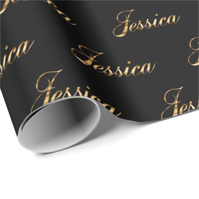 Papel De Regalo Jessica gold Design Lettering Geschenkpapier (Esquina del rollo)