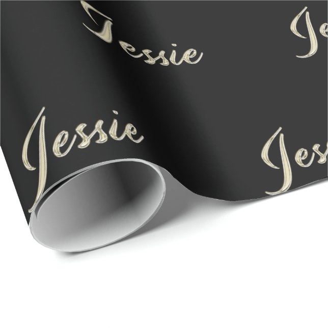 Papel De Regalo Jessie white gold Handwriting Geschenkpapier (Esquina del rollo)