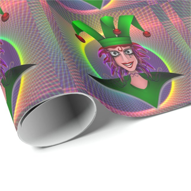 Papel De Regalo Jester del Carnaval de Mardi Gras (Esquina del rollo)