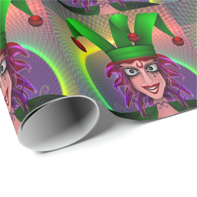 Papel De Regalo Jester del Carnaval de Mardi Gras (Esquina del rollo)