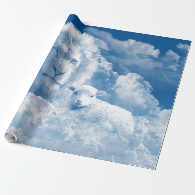 PAPEL DE REGALO JESÚS EL LAMB Y JESÚS EL LEÓN (Desenrollado)