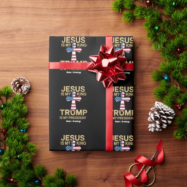 Papel De Regalo Jesús Es Mi Rey Trump Es Mi Presidente Patriótico (Regalo de vacaciones)