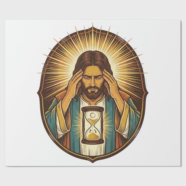 Papel De Regalo Jesús Impaciente Cargando Reloj de Arena Internet  (Superficie plana)
