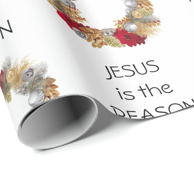 Papel De Regalo JESUS RAASON | Wreath festiva | NAVIDADES (Esquina del rollo)