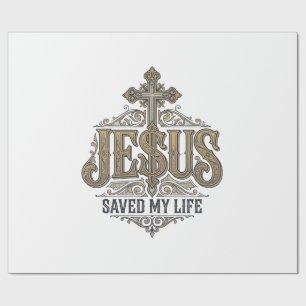 Papel De Regalo Jesús Salvó Mi Vida Grabado Vintage Camiseta Crist