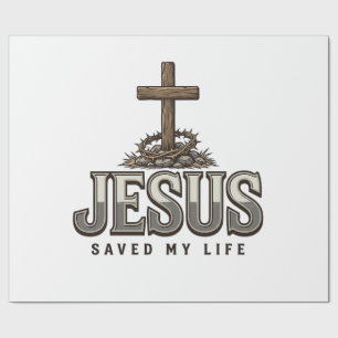 Papel De Regalo Jesús Salvó Mi Vida Grabado Vintage Diseño Cristia