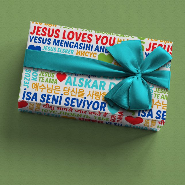Papel de Regalo Jesus Te Ama Idiomas (Subido por el creador)