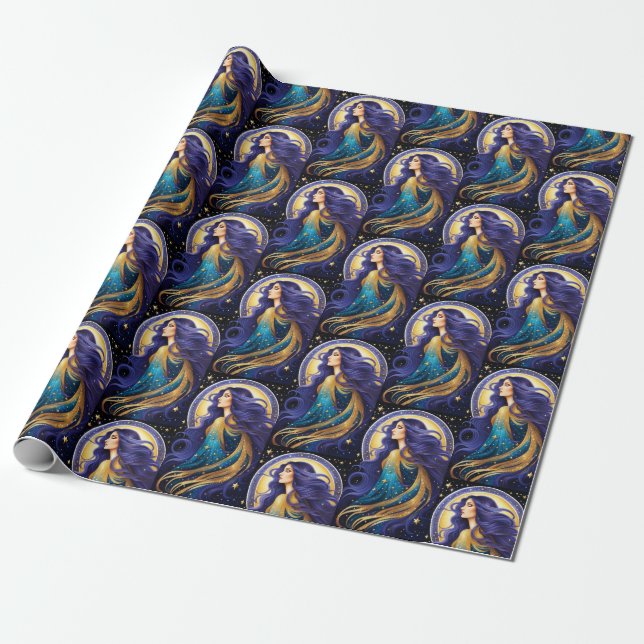 Papel De Regalo Jewel Galaxy Zodiac Virgo (Desenrollado)