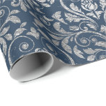 Papel De Regalo Jewelry Royal Ornament Damask Blue Navy Silver<br><div class="desc">Magnífico minimalismo y elegancia y papel de envolvimiento delgado de Moda</div>