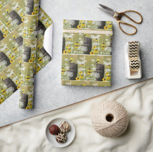 Papel De Regalo Jilguero cantando en una estaca de cerca