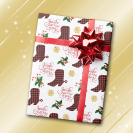 Papel De Regalo Jingle All Way Cowboy Boot Navidades