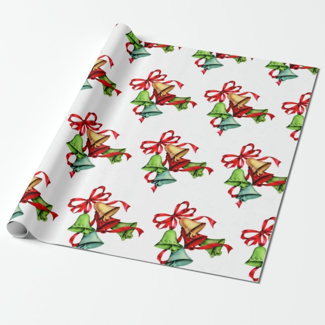 Papel De Regalo Jingle Bells Red Green Navidades (Desenrollado)