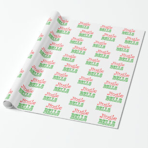 Papel De Regalo Jingle Bells Red Green Xmas Navidades de vacacione
