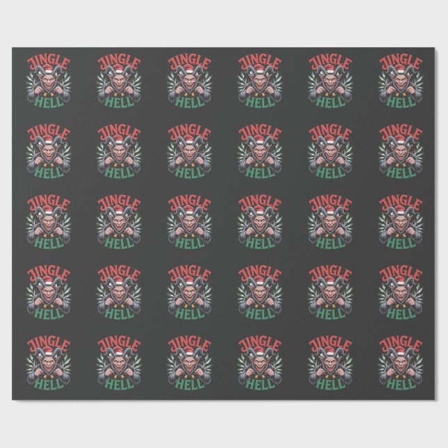 Papel De Regalo Jingle Hell Navidades Krampus Evil Xmas (Superficie plana)