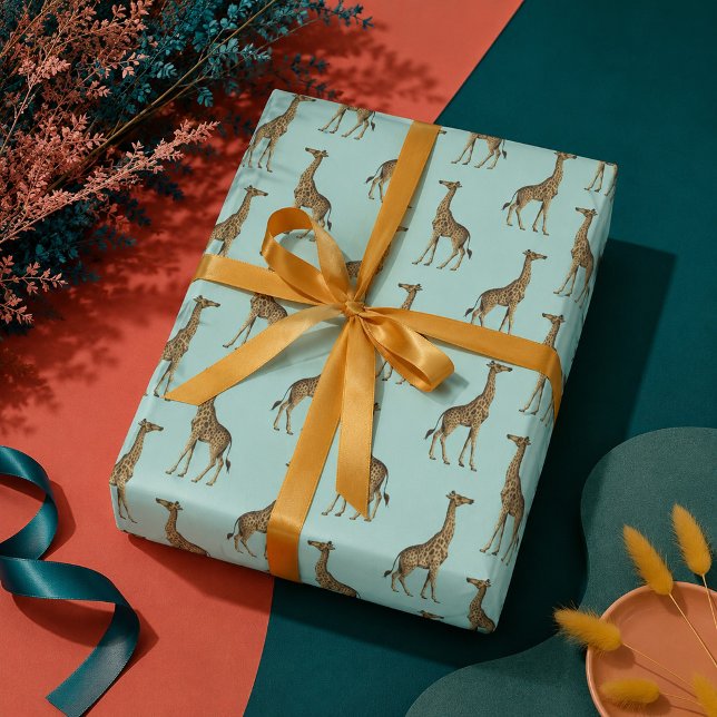 Papel De Regalo Jirafa Azul y Dorada (Subido por el creador)