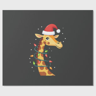 Papel De Regalo Jirafa de Navidad Sombrero de Santa Luces Jirafa H