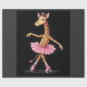 Papel De Regalo Jirafa en patines sobre ruedas con top de tanque d