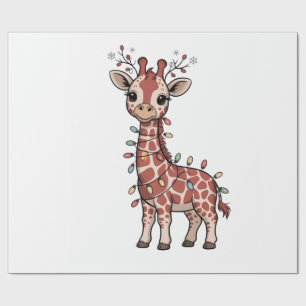 Papel De Regalo Jirafa Envuelta en Luces de Navidad Amantes de los