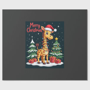 Papel De Regalo Jirafa Feliz Navidad Iluminación del árbol de Navi
