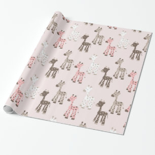 Papel De Regalo Jirafa hermosa de los rosas bebés