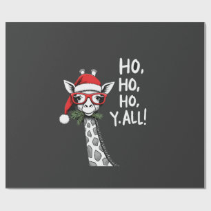 Papel De Regalo Jirafa Linda Con Sombrero De Santa Feliz Navidad A